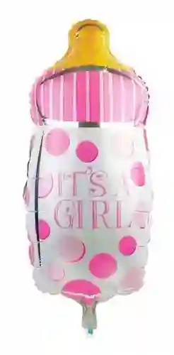 Globo Biberon Tetero Its A Girl Es Una Niña Rosado 36x19cm