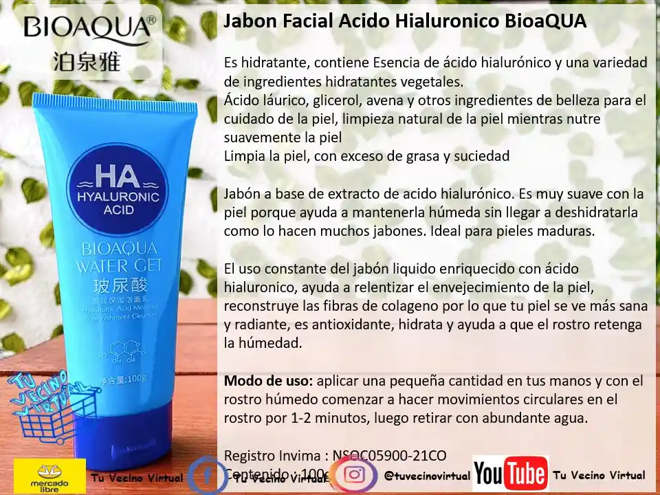 Kit Acido Hialuronico (suero, Crema, Jabón, Velo Facial ) X4