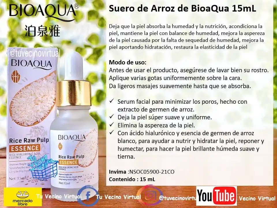  Kit De Arroz BIOAQUA X 6 (Jabon Suero Crema Exfoliante Contorno Velo Facial) 