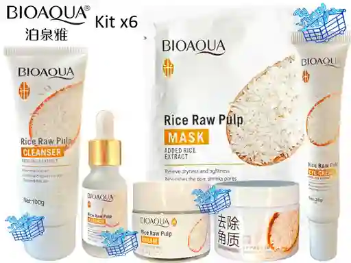  Kit De Arroz BIOAQUA X 6 (Jabon Suero Crema Exfoliante Contorno Velo Facial) 