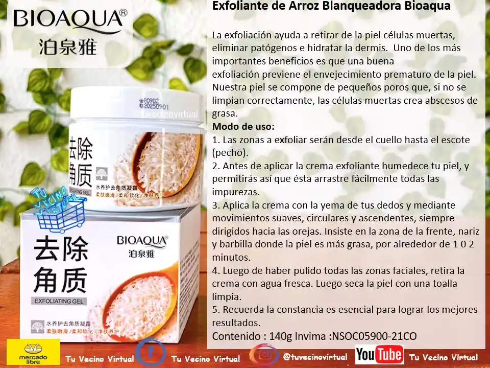  Kit De Arroz BIOAQUA X 6 (Jabon Suero Crema Exfoliante Contorno Velo Facial) 