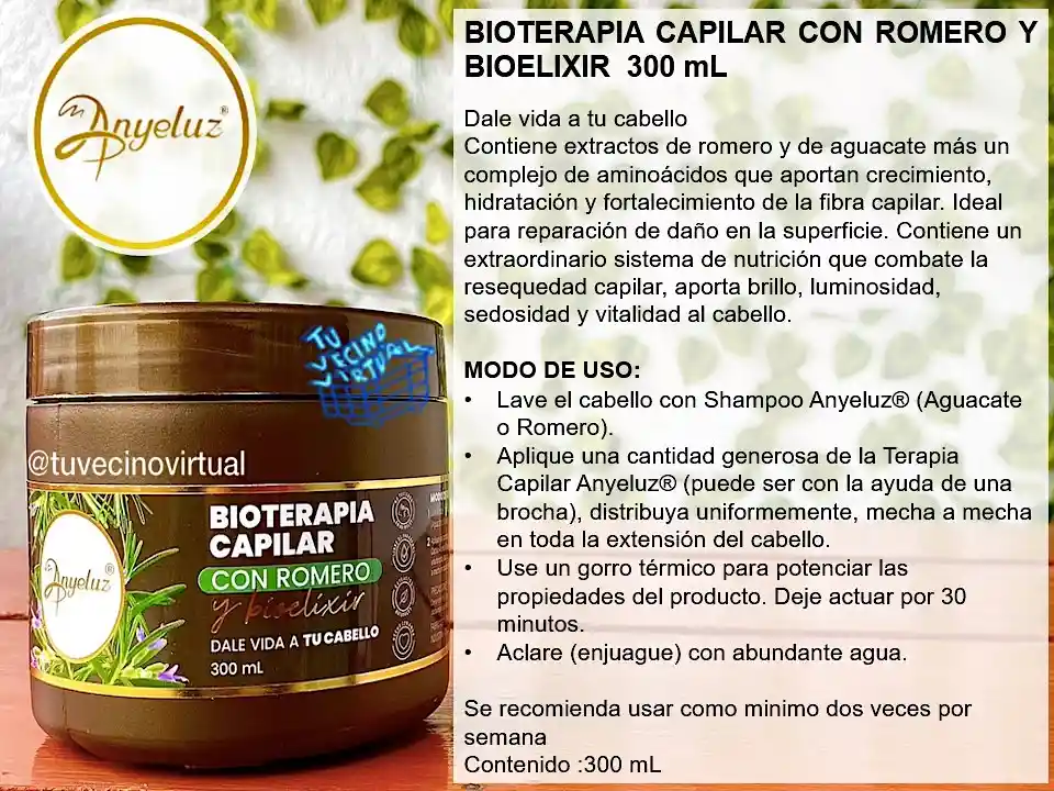  Bioterapia Capilar Potencializador De Romero Y Shampoo De Romero ANYELUZ 