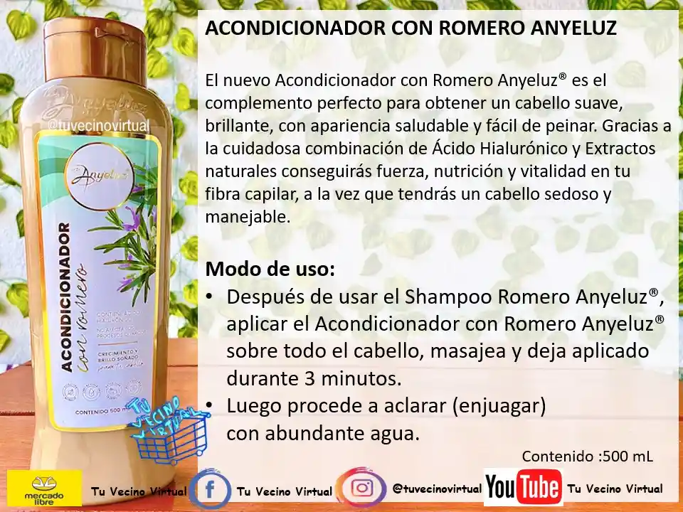  Acondicionador De Romero Potencializador Bioterapia Capilar  ANYELUZ 