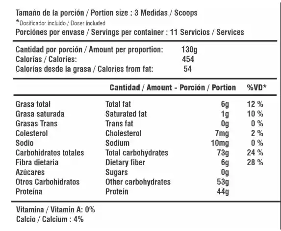 Mass Builder Zero Vainilla 3lb/44g