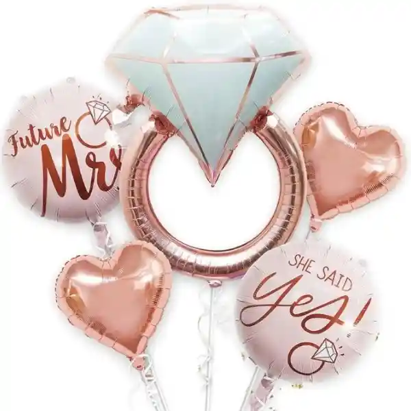 Kit De Globos Metalizados She Said Yes Sin Inflar