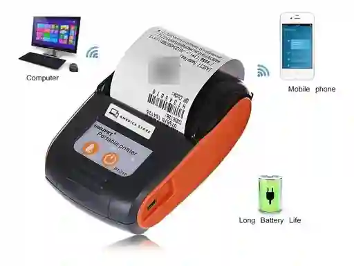 Impresora Pos Portable Bluetooth Térmica Celular 58mm - Naranja