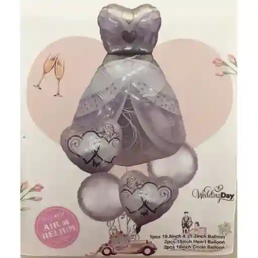 Kit De Globos Metalizados Matrimonio Sin Inflar