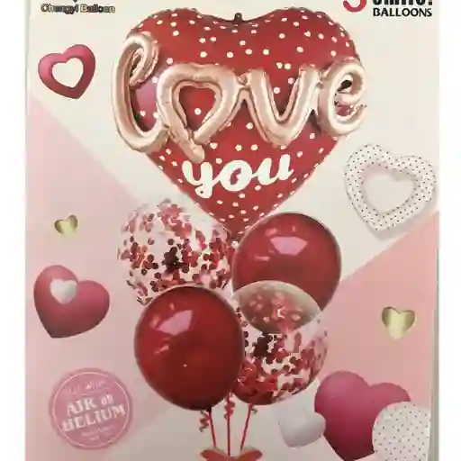 Kit De Globos Love Corazón Sin Inflar