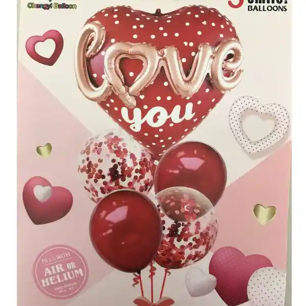 Kit De Globos Love Corazón Sin Inflar