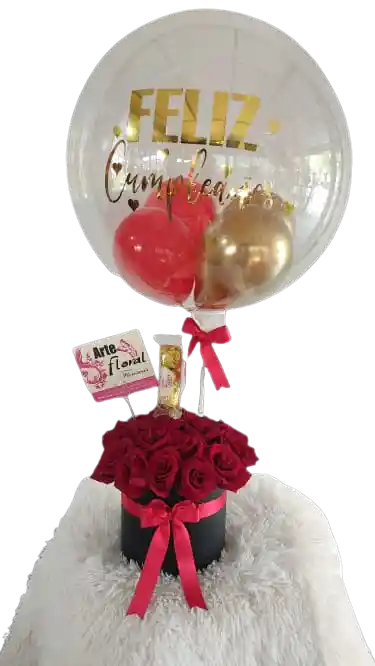 Cilindro Rosas Rojas Feliz Cumple