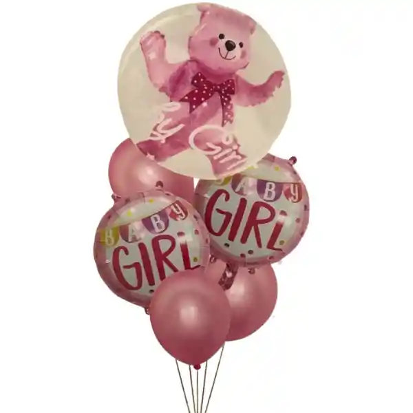 Kit De Globos Metalizados Baby Girl Oso Baby Shower Sin Inflar