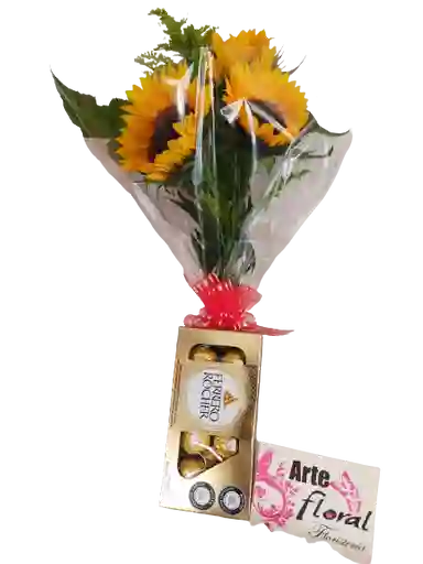 Detalle 3 Girasoles Y Chocolate