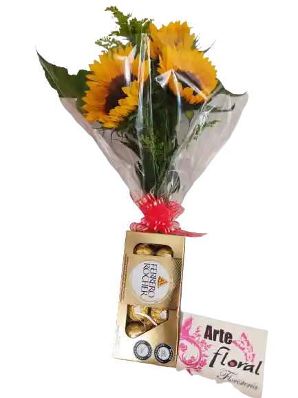 Detalle 3 Girasoles Y Chocolate