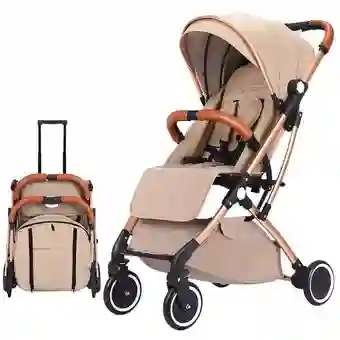 Coche Tipo Maleta Facil Plegable Para Bebe + Toldillo Cs-8005d Beis