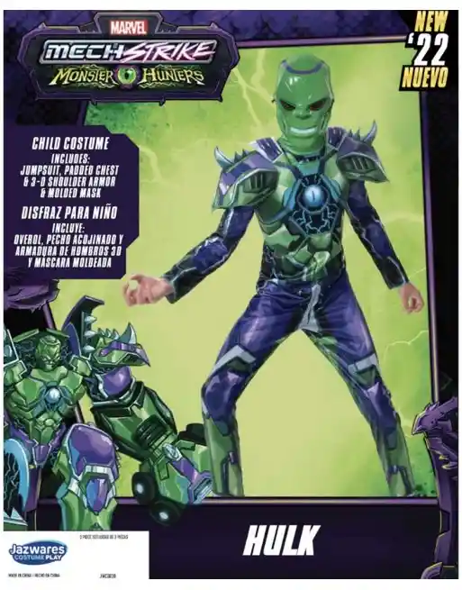 Jazwares Hulk - Disfraz De Cosplay De Marvel Avengers Mechstrike Monster Hunters Para Niños