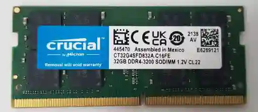 Memoria Ram Portátil Crucial 32gb Ddr4 3200mhz Sodimm 260pin