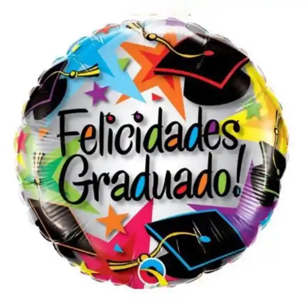 Globo Metalizado Felicidades Graduado Inflado Con Helio