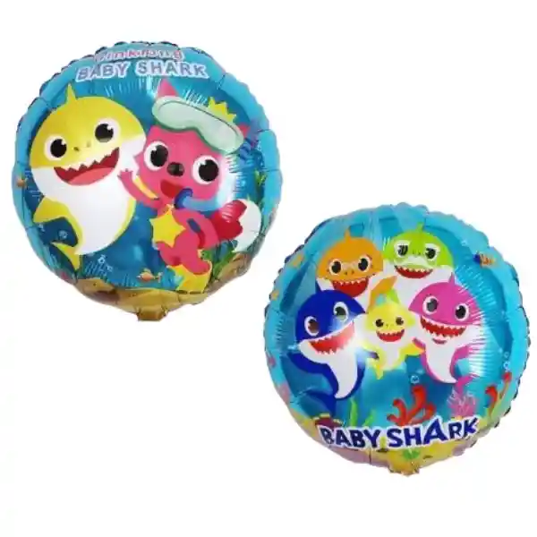 Globo Metalizado Redondo Baby Shark Sin Inflar