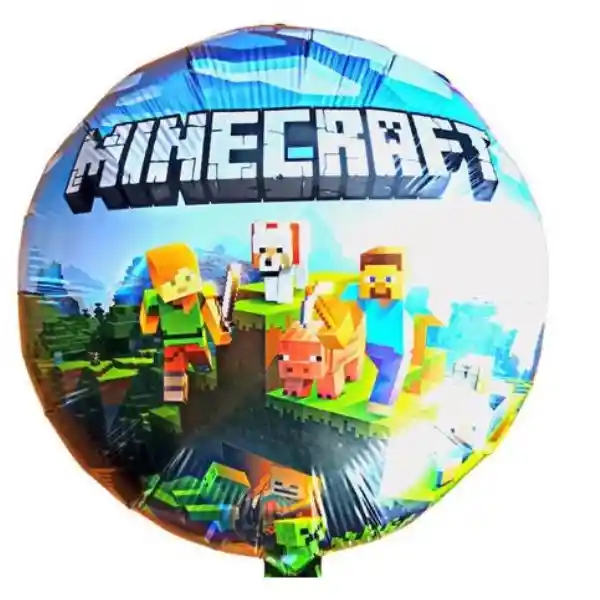 Globo Metalizado Redondo Minecraft Sin Inflar