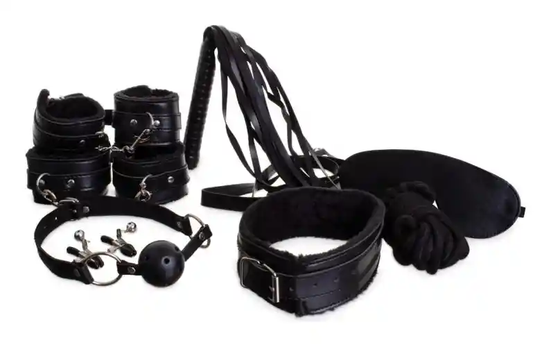 Kit Sexual Erotico Fetiche Sadomasoquismo Bondage - Negro