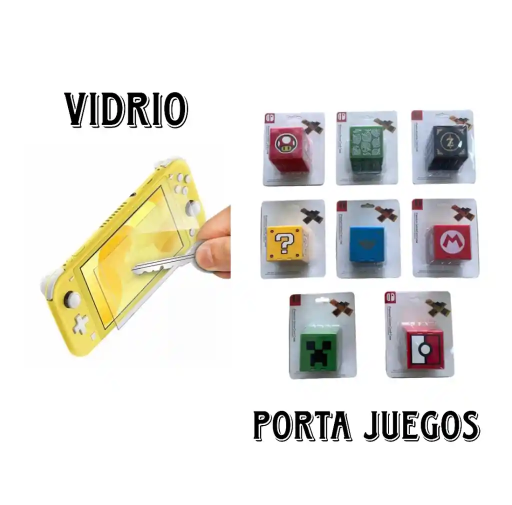 Porta Juegos Cubo Diseños (16 Espacios) + Vidrio Lite Nintendo Sitxh