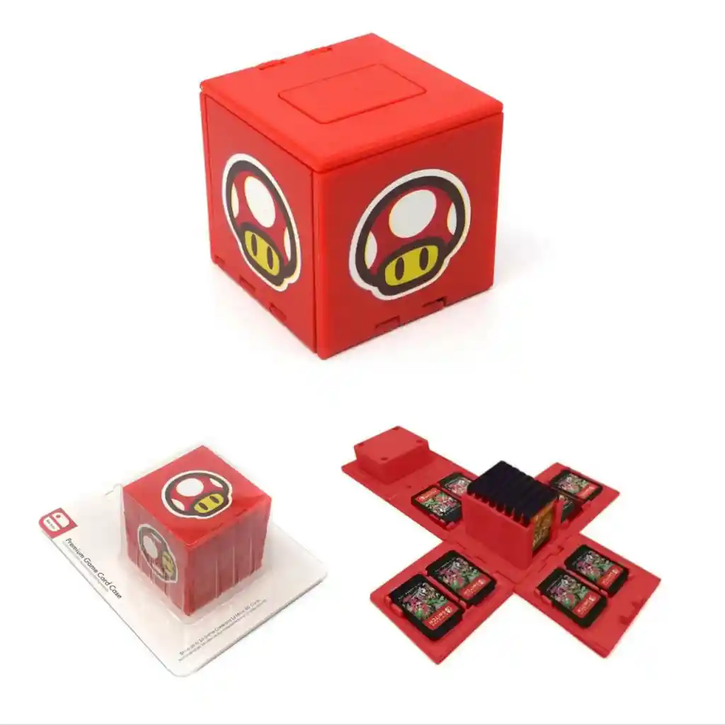 Porta Juegos Cubo Diseños (16 Espacios) + Vidrio Lite Nintendo Sitxh