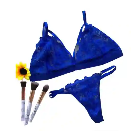 Lenceria Sexy Conjunto Ropa Interior Talla Unica Azul