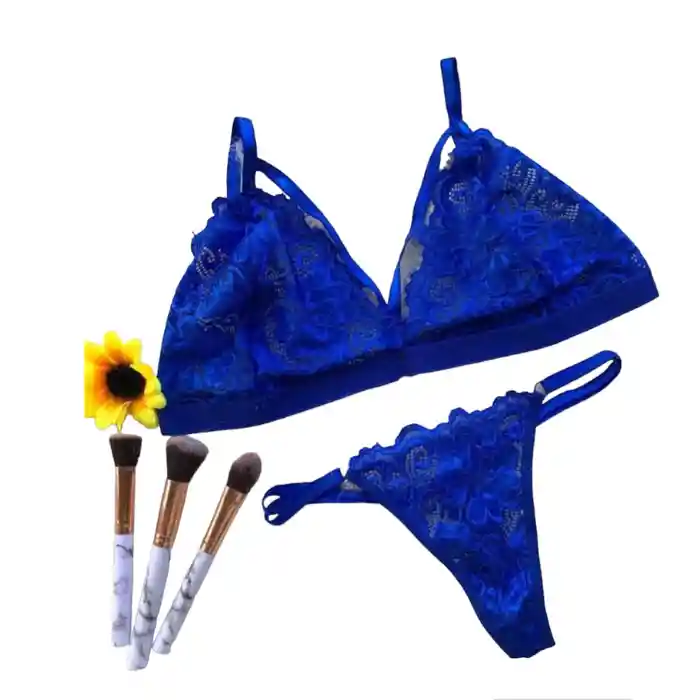 Lenceria Sexy Conjunto Ropa Interior Talla Unica Azul