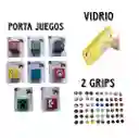 Porta Juegos Cubo Diseños (16 Espacios) + Vidrio Lite + 2 Grips Nintendo Switch