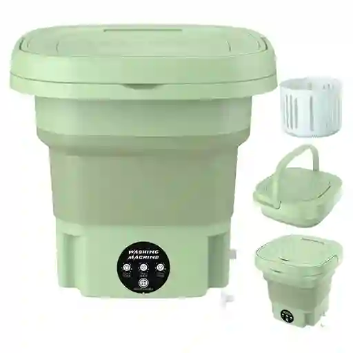 Lavadora Portátil Mini De 8 Litros, Secadora Giratoria Color Verde