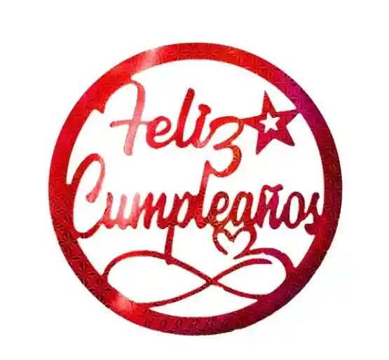 Feliz Cumpleaños Topper Rojo Decorativo Fiesta