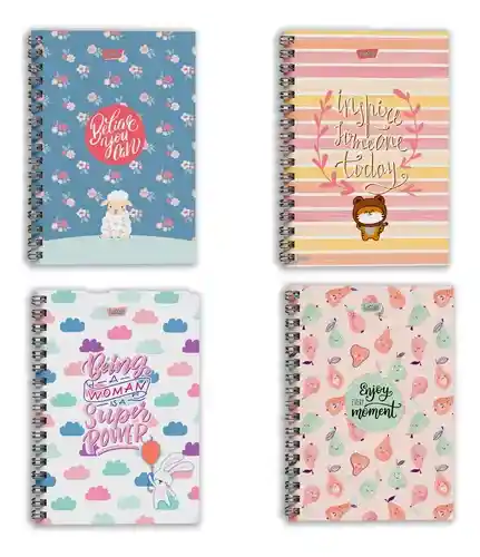 Cuaderno 105 Argollado Tapa Dura Femenino Cuadriculado