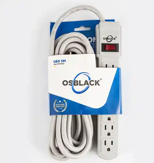 Multitoma Osblack 5m 6 Salidas Cable Con Proteccion (tipo Techman)