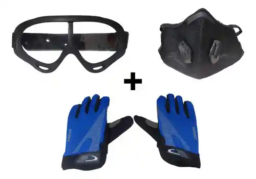 Kit Protector De Bicicleta: Gafas, Guantes Y Careta