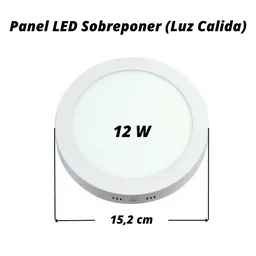 Panel Led 12w Redondo De Sobreponer (luz Calida)