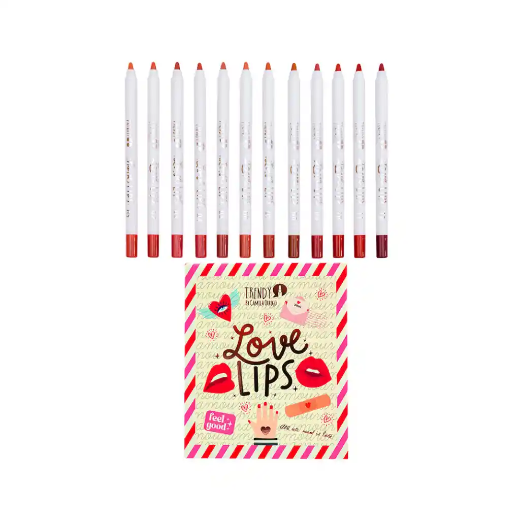  Kit X 12 Delineadores De Labios Love Lips TRENDY 