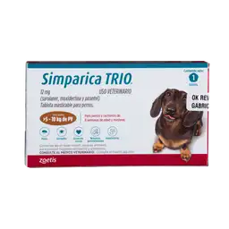 Simparica Trio Caja X 1 Tab. (5 - 10kg) Marrón