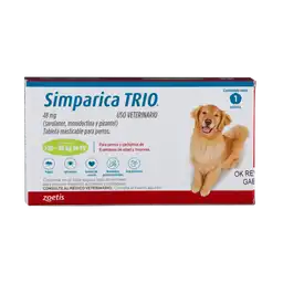 Simparica Trio Caja X 1 Tab. (20 - 40kg) Verde