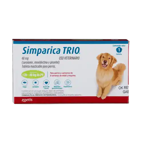 Simparica Trio Caja X 1 Tab. (20 - 40kg) Verde