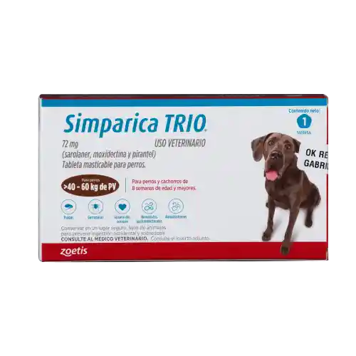 Simparica Trio Caja X 1 Tab. (40-60kg) Café