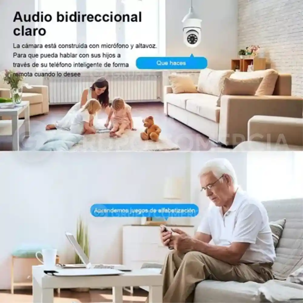 Camara Robotica Bombillo Wifi 360° Audio Bidireccional Con App Original