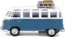 Furgoneta Volkswagen Van Samba Azul De Colección Escala 1/36