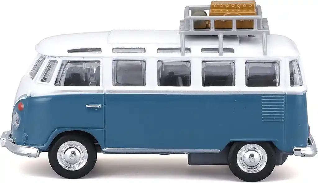 Furgoneta Volkswagen Van Samba Azul De Colección Escala 1/36