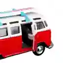 Furgoneta Volkswagen Van Samba Rojo De Colección Escala 1/36