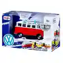 Furgoneta Volkswagen Van Samba Rojo De Colección Escala 1/36