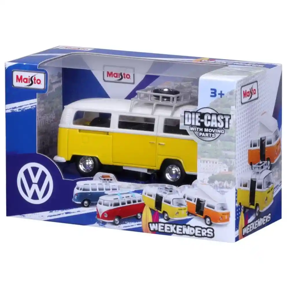 Furgoneta Volkswagen Van Samba Amarillo De Colección Escala 1/36