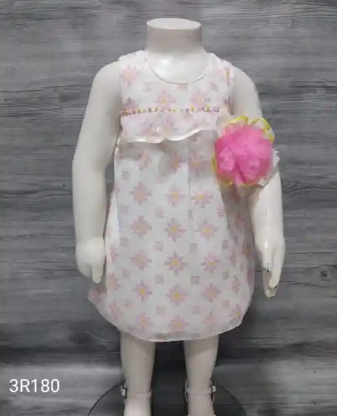 Vestido Blanco Flores Para Bebé 3 Piezas Talla 12 Meses