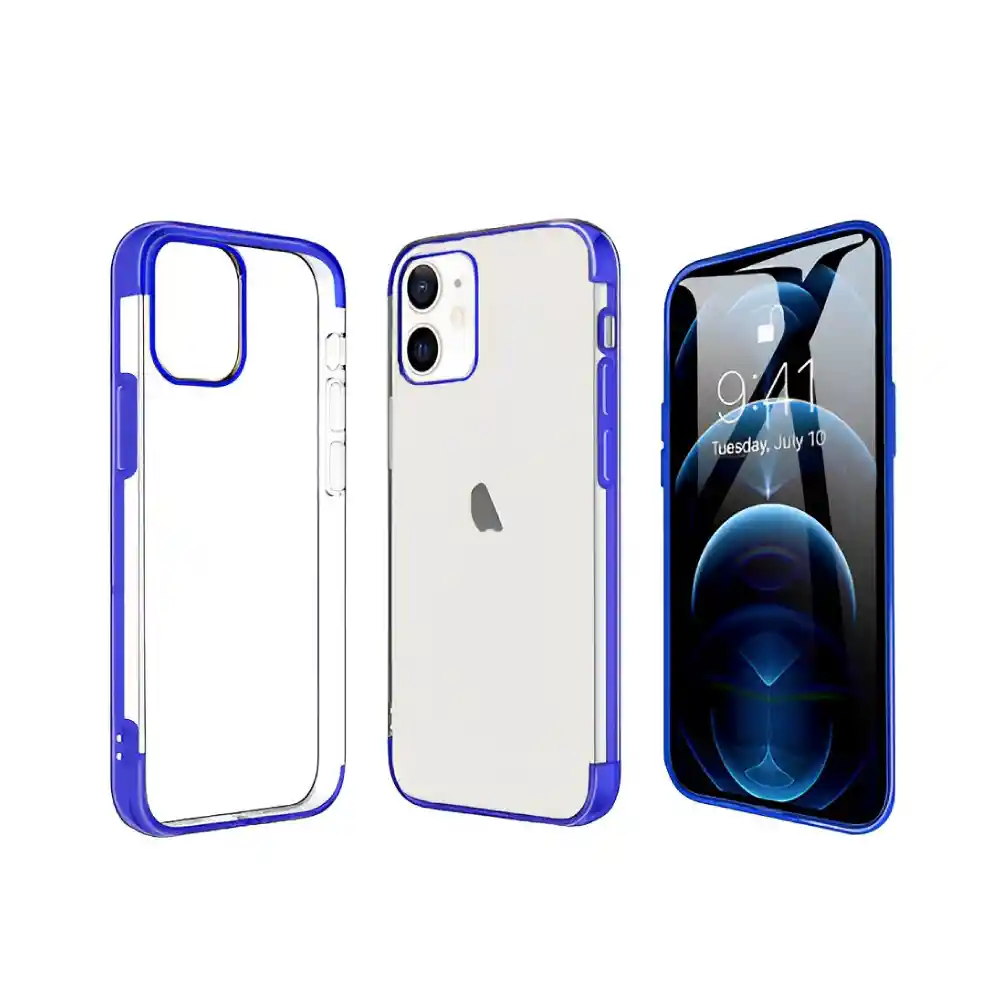 Estuche / Forro Para Iphone 12 Mini 5.4 Pulgadas Transparente/azul