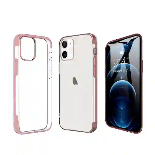 Estuche / Forro Para Iphone 12 Mini 5.4 Pulgadas Transparente/palo De Rosa