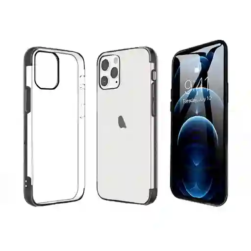 Estuche / Forro Para Iphone 12 - 12 Pro 6.1 Pulgadas Transparente / Negro